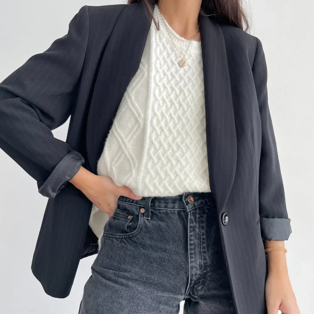 Talbots cable knit sleeveless sweater vets in cream white - Picture 5 of 10